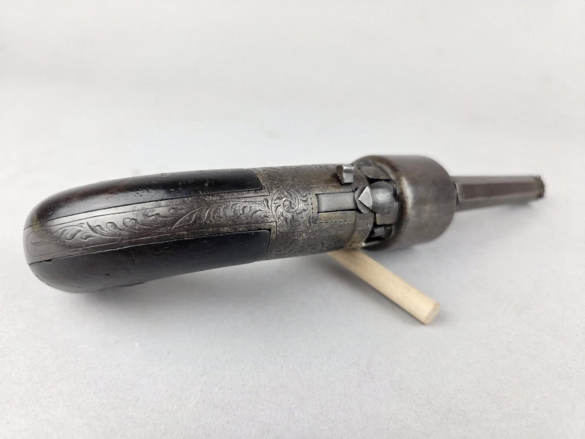 Small Transition Pistol Signed J. Houmau Breveté, Liège Circa 1850-photo-3
