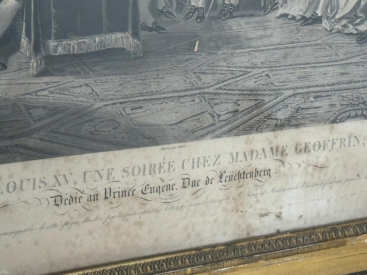 Impression d'après la gravure "Louis XV, une soirée chez Madame Geoffrin", 19th-photo-3