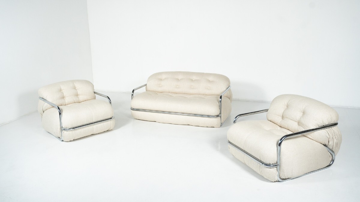 ensemble sofa et deux fauteuils, Mario Sabot, italie 1970