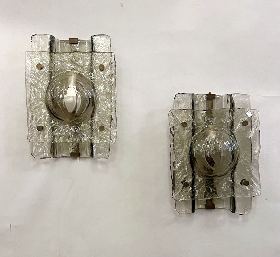 Paire d'appliques en verre de Murano, vers 1960