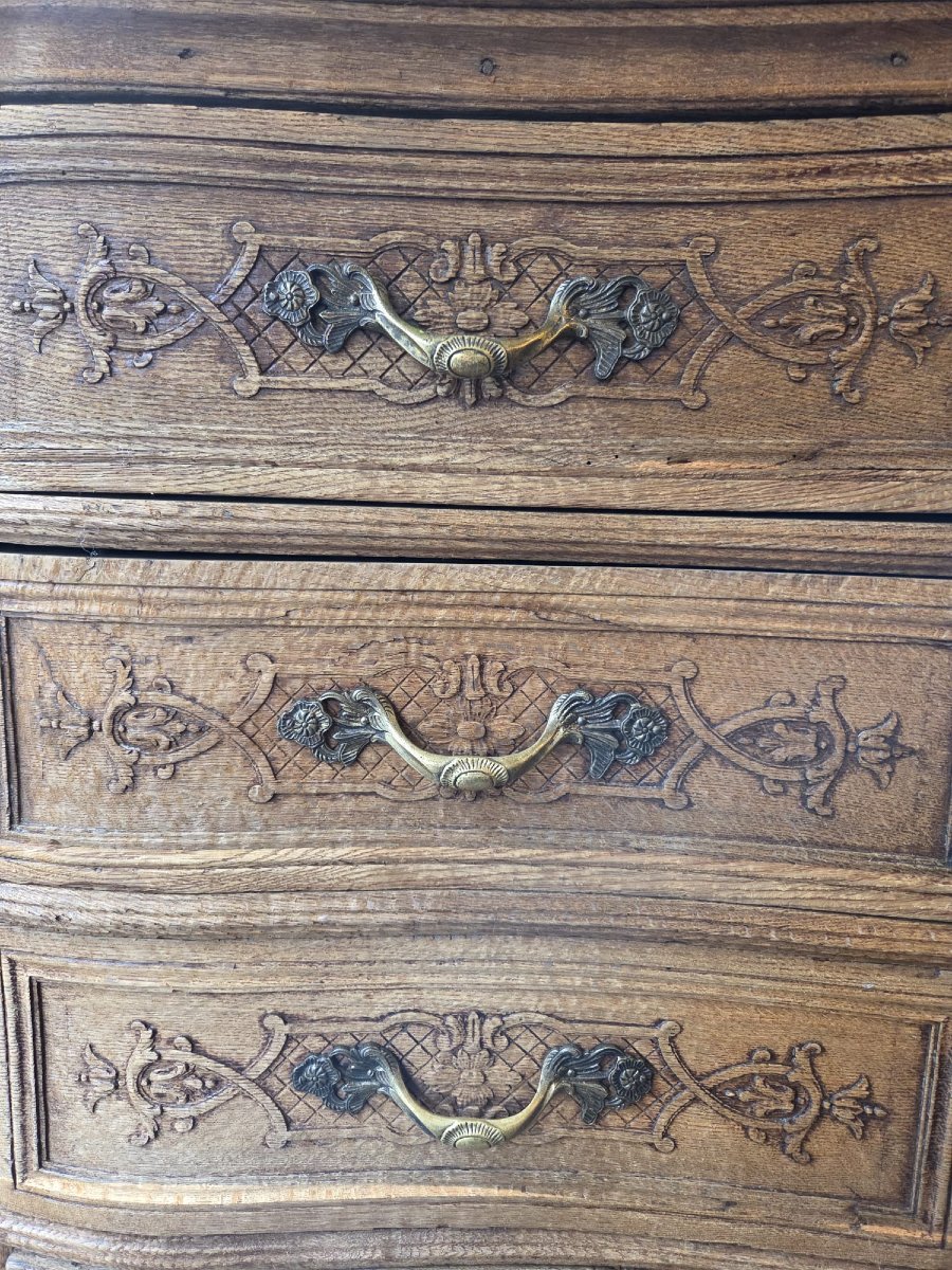 Louis XV Style Oak Chest Of Drawers, Late 19th Century-photo-3