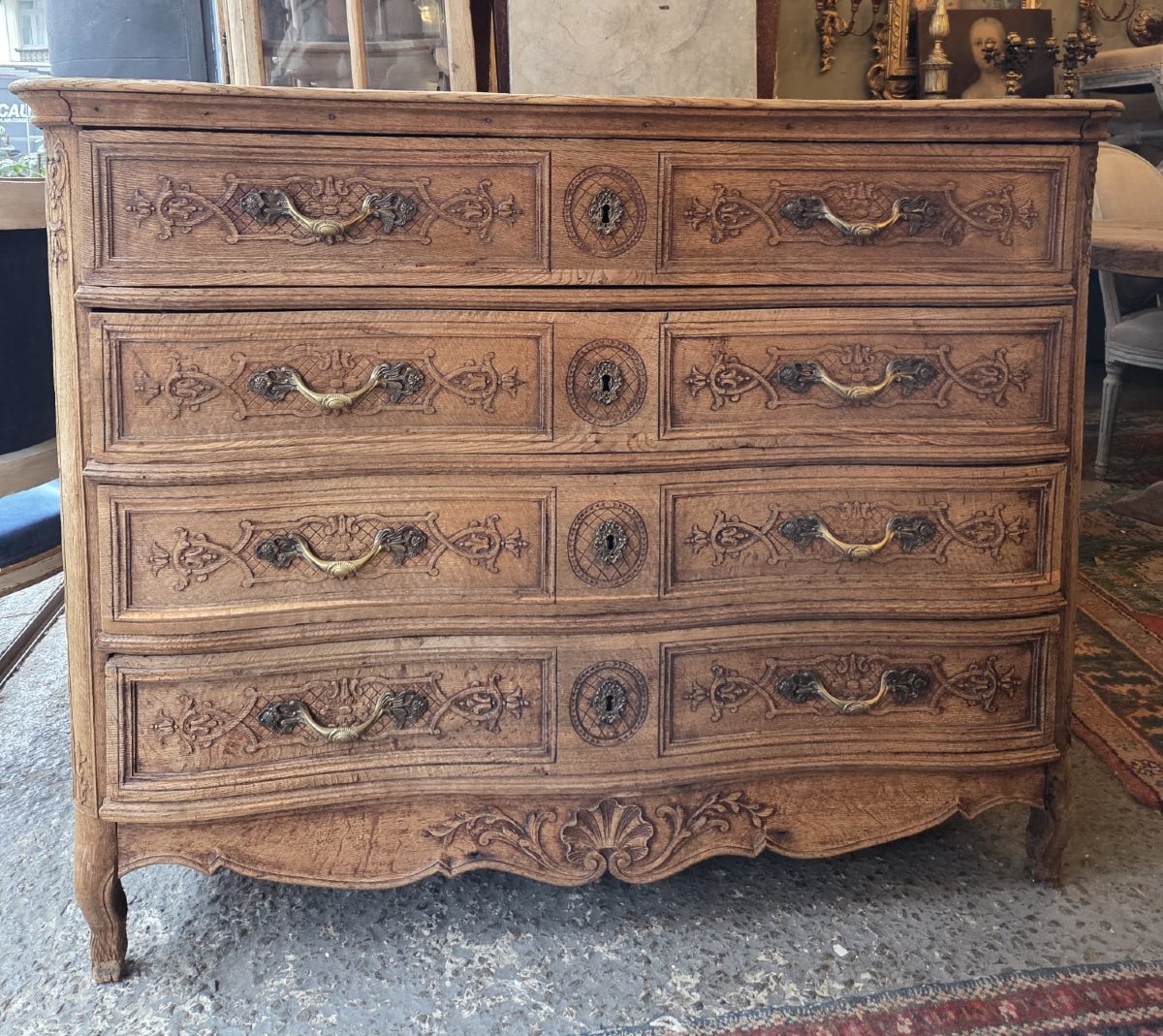 Louis XV Style Oak Chest Of Drawers, Late 19th Century-photo-4