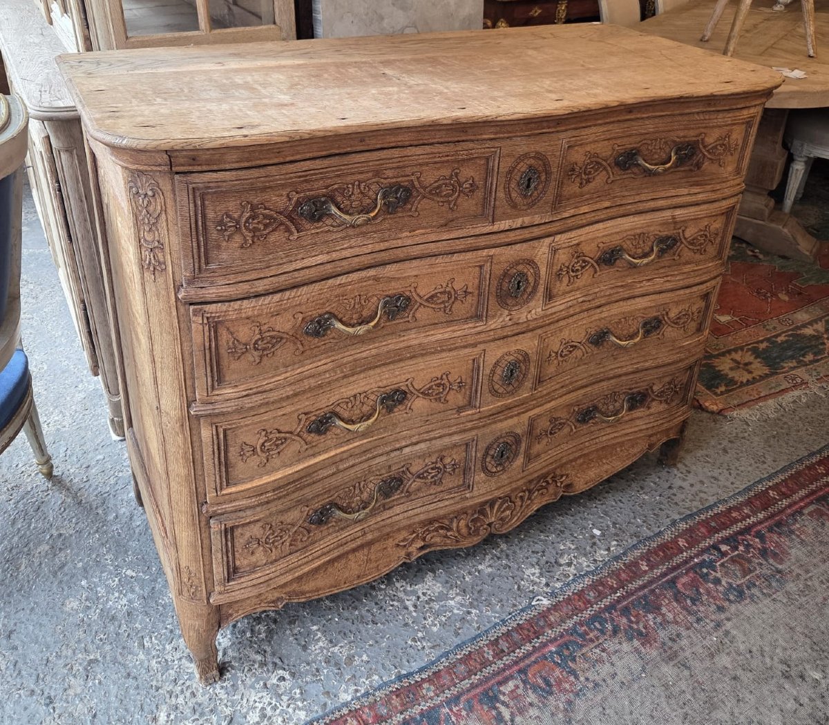 Louis XV Style Oak Chest Of Drawers, Late 19th Century-photo-1