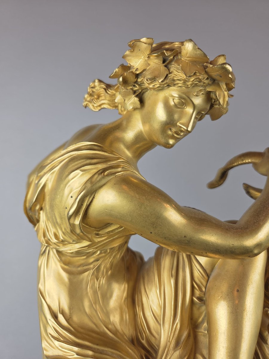 D'après Philippe-Laurent Roland, "Bacchante chevauchant une chèvre" Bronze doré-photo-2
