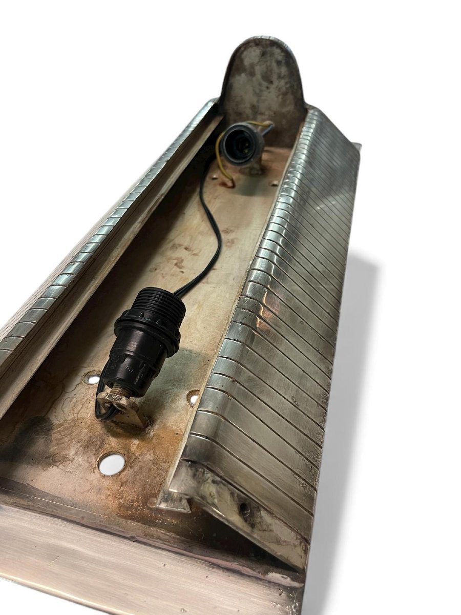 Pair Of Art Deco Wall Sconces In Silver-plated Metal -photo-1