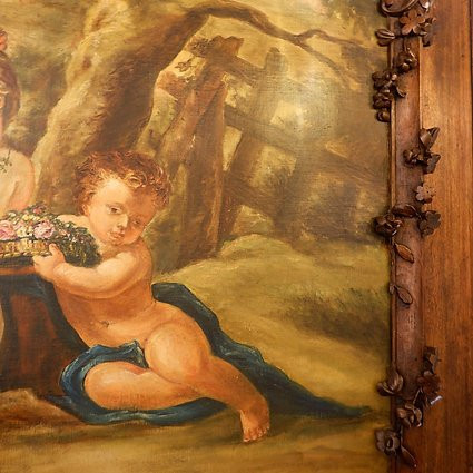 Grand trumeau XIXe en bois massif de style Louis XV -photo-7