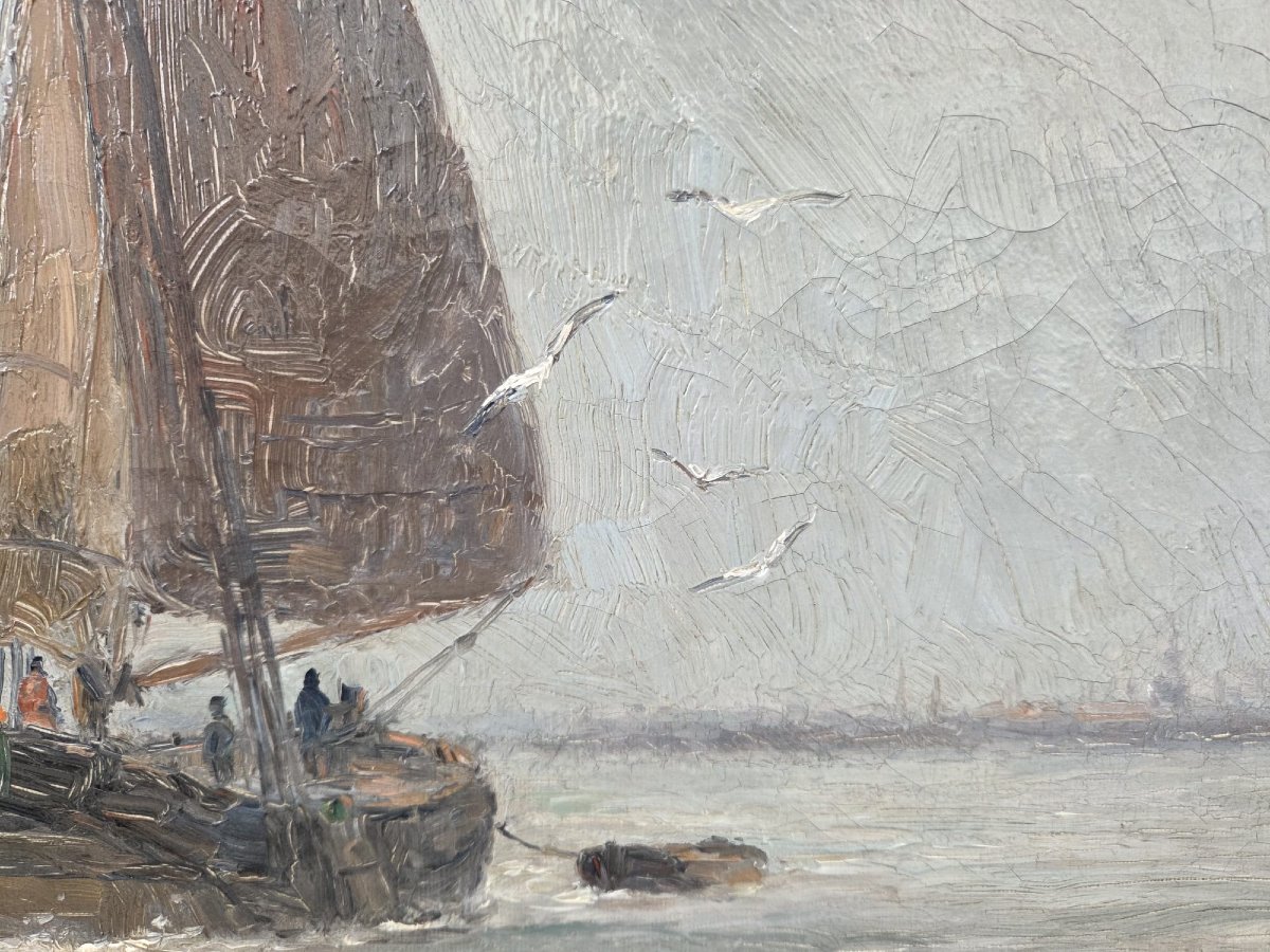 Steppe R., Belgian School, Oil On Canvas "seascape"-photo-2