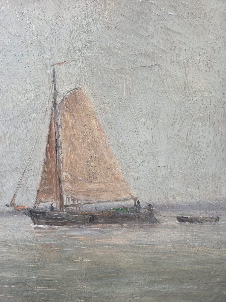 Steppe R., Belgian School, Oil On Canvas "seascape"-photo-3