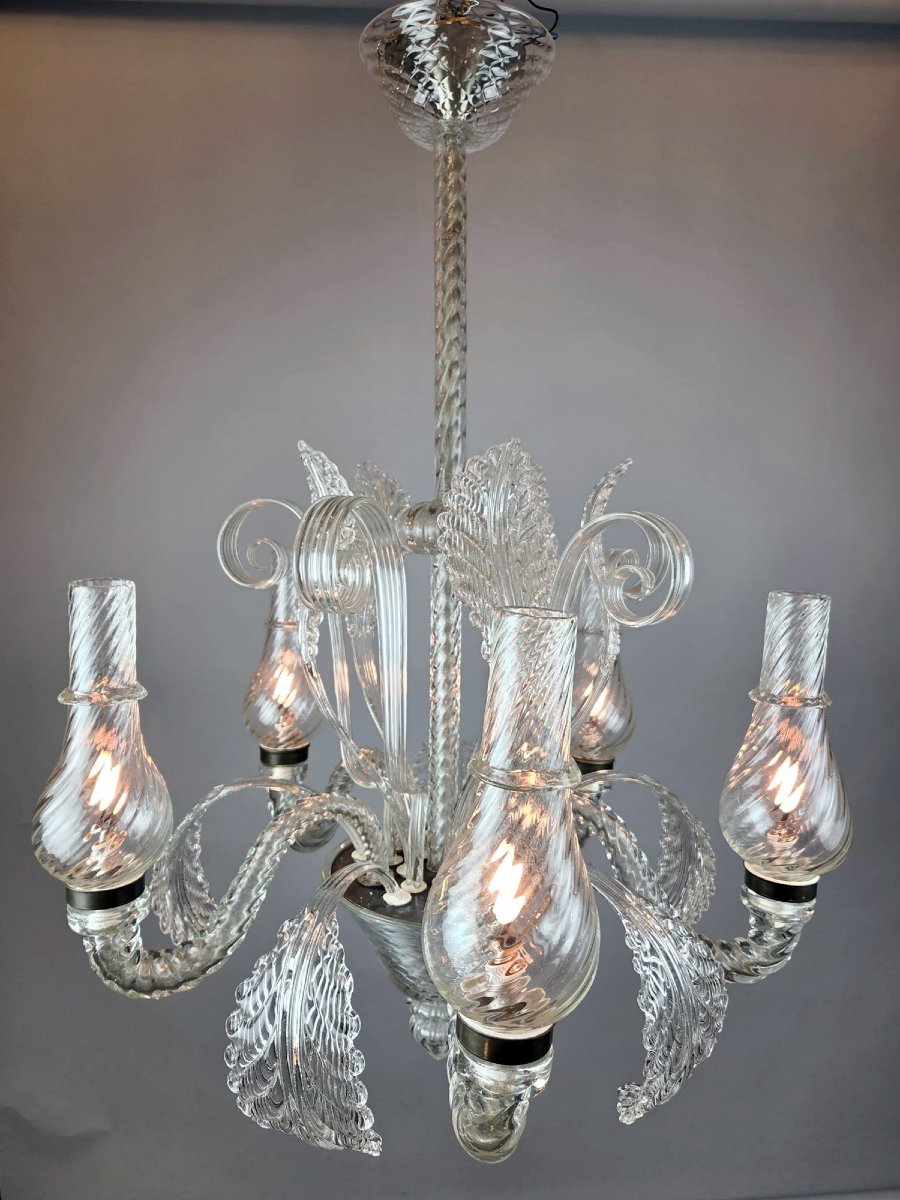 Murano Chandelier With 5 Lights, Circa 1940-photo-2