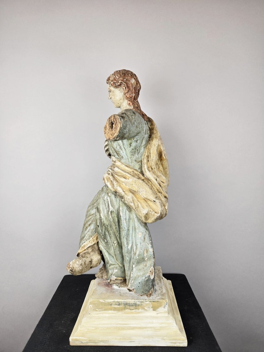 Saint en bois sculpté polychromé, 18e siècle-photo-3