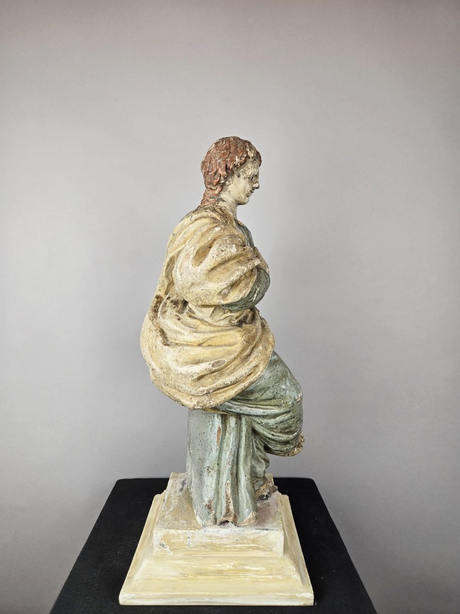 Saint en bois sculpté polychromé, 18e siècle-photo-6