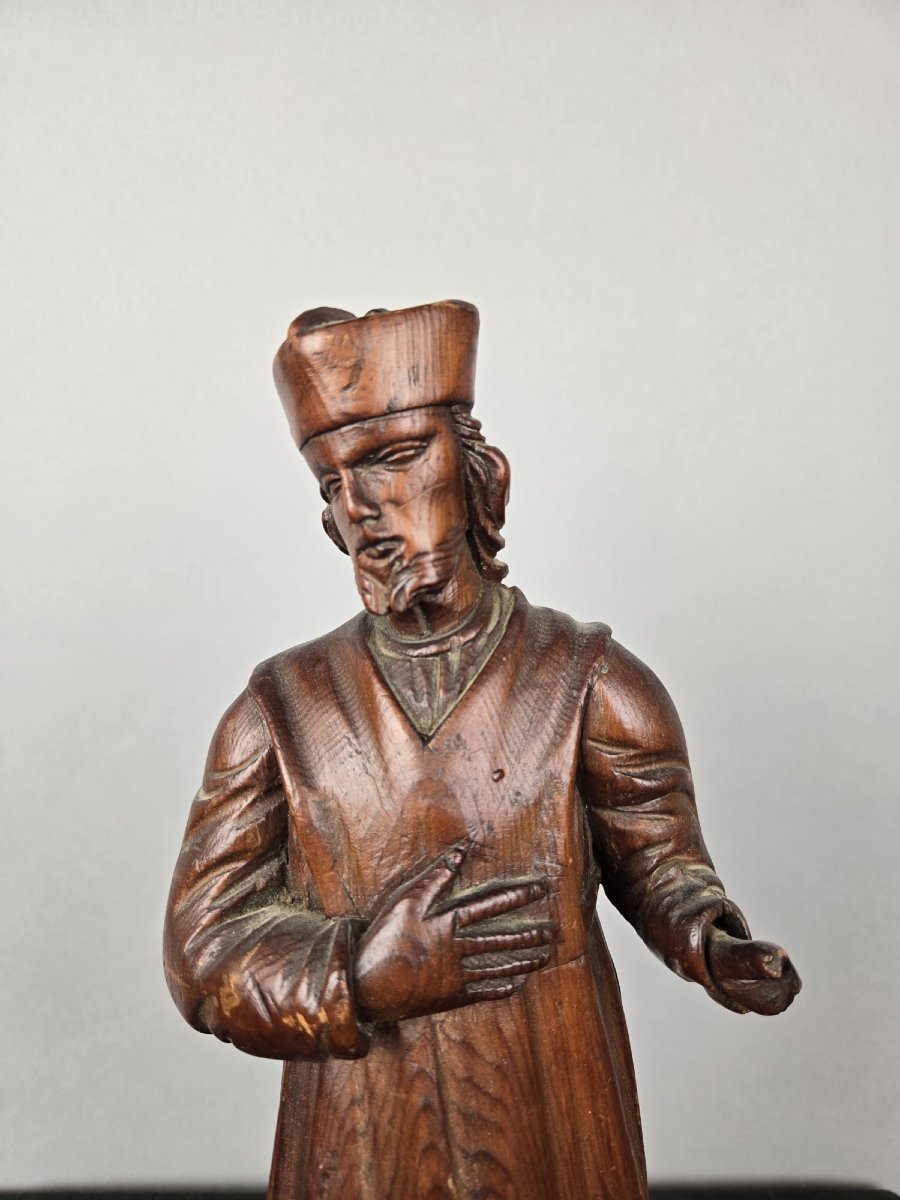 Carved Wooden Bishop, 19th-photo-4