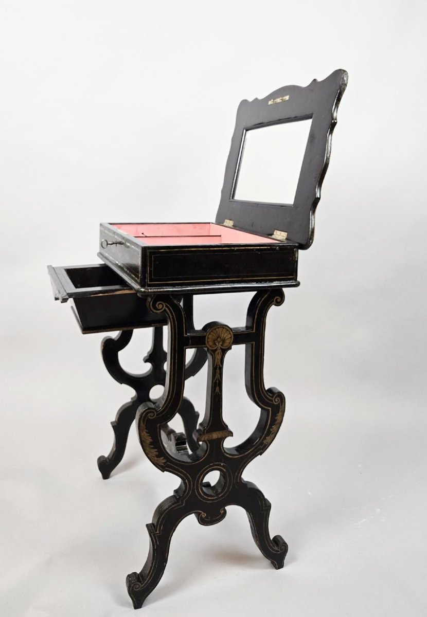 Napoleon III Papier-mâché Workwoman, Floral Decoration And Mother-of-pearl-photo-3