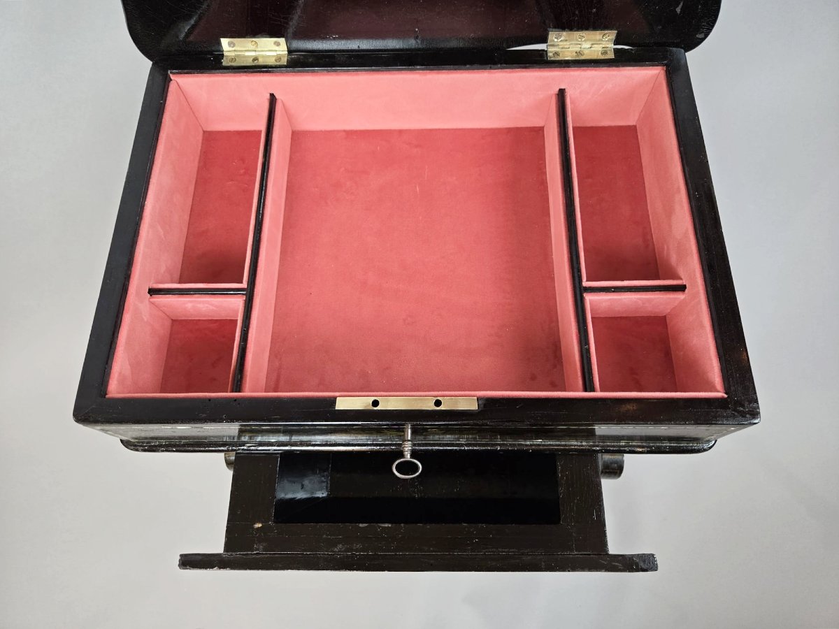 Napoleon III Papier-mâché Workwoman, Floral Decoration And Mother-of-pearl-photo-3