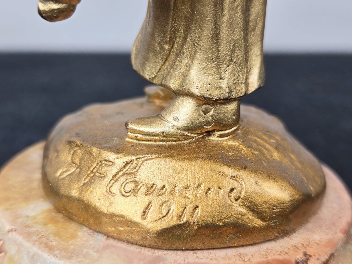 French Bronze, Elegant Woman In A Hat, 1911, Georges Flamand-photo-4