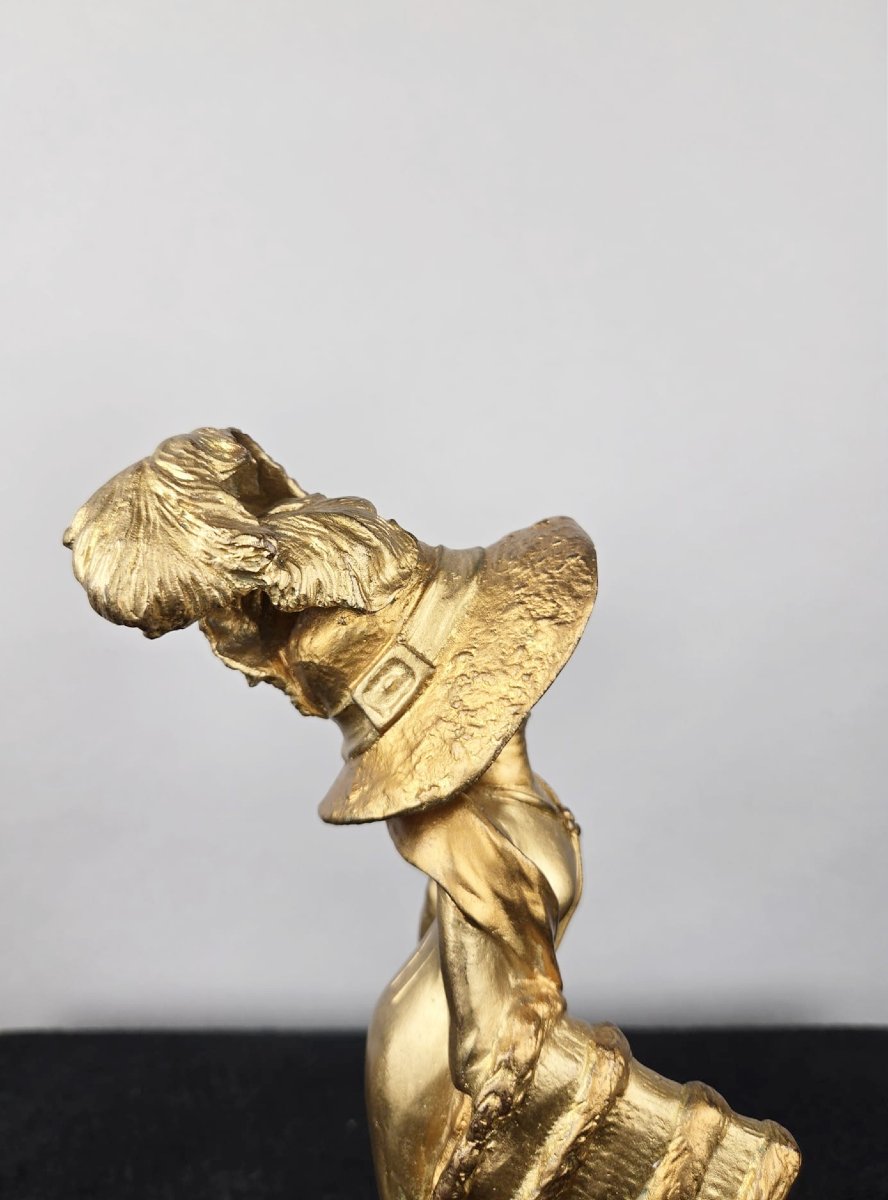 French Bronze, Elegant Woman In A Hat, 1911, Georges Flamand-photo-5