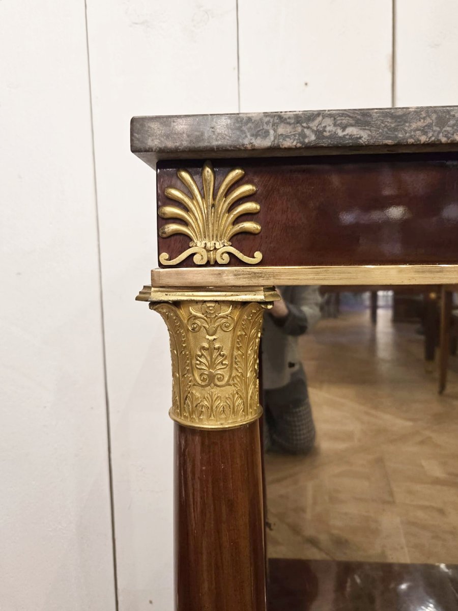 Mahogany And Gilt Bronze Console Table, Empire Style, 19th Century-photo-3