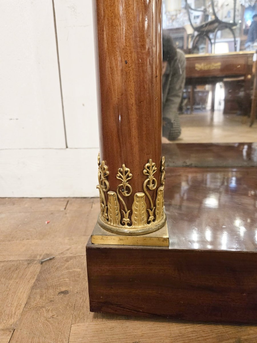 Mahogany And Gilt Bronze Console Table, Empire Style, 19th Century-photo-4