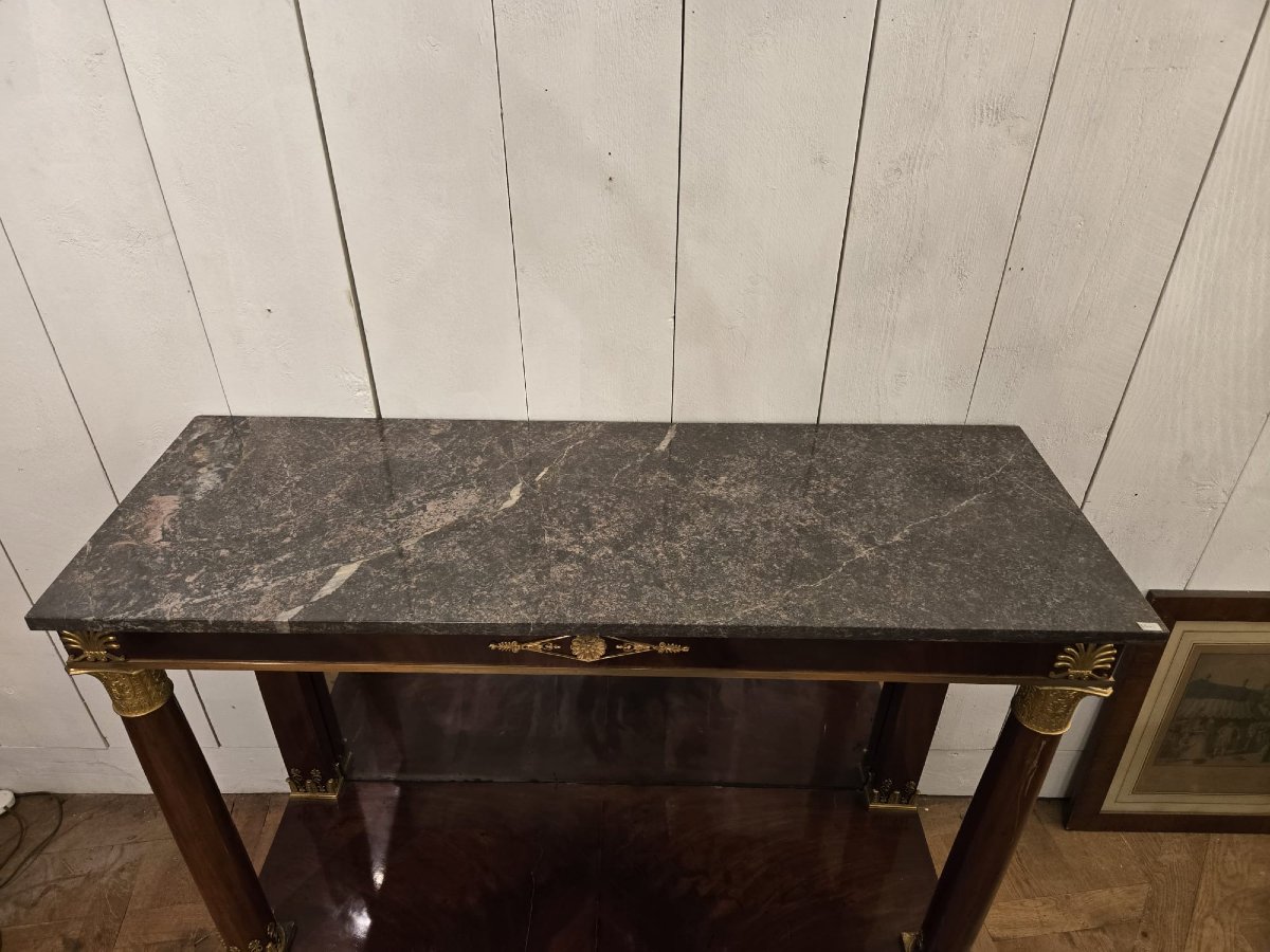 Mahogany And Gilt Bronze Console Table, Empire Style, 19th Century-photo-2