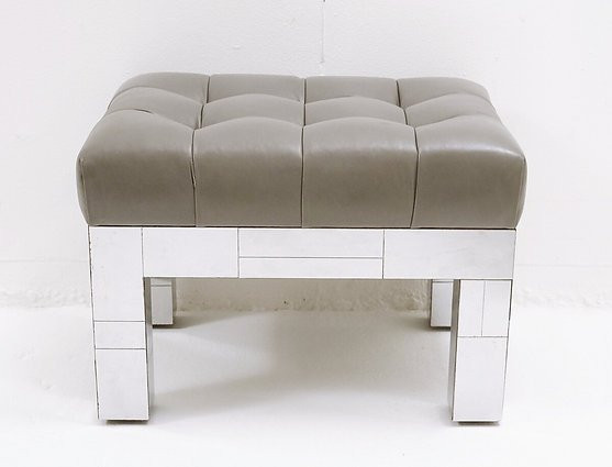  Paul Evans "cityscape Series" Leather And Chrome Stool, Circa 1970-photo-2