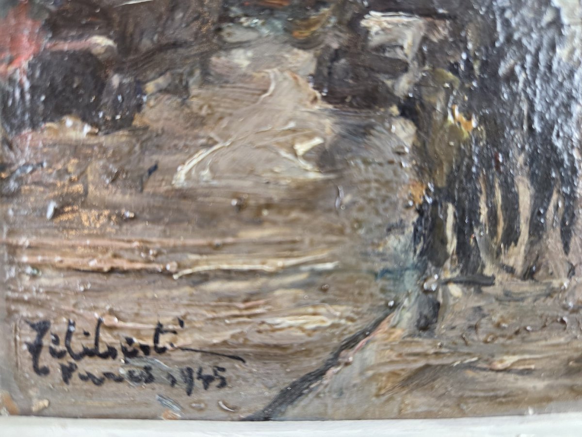 Filiberti, école Italienne 20th, huile sur panneau "place de l'opéra"-photo-2