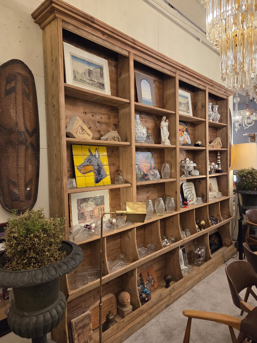 A Fir Wood "seed Merchant's" Cabinet, 20th Century-photo-2