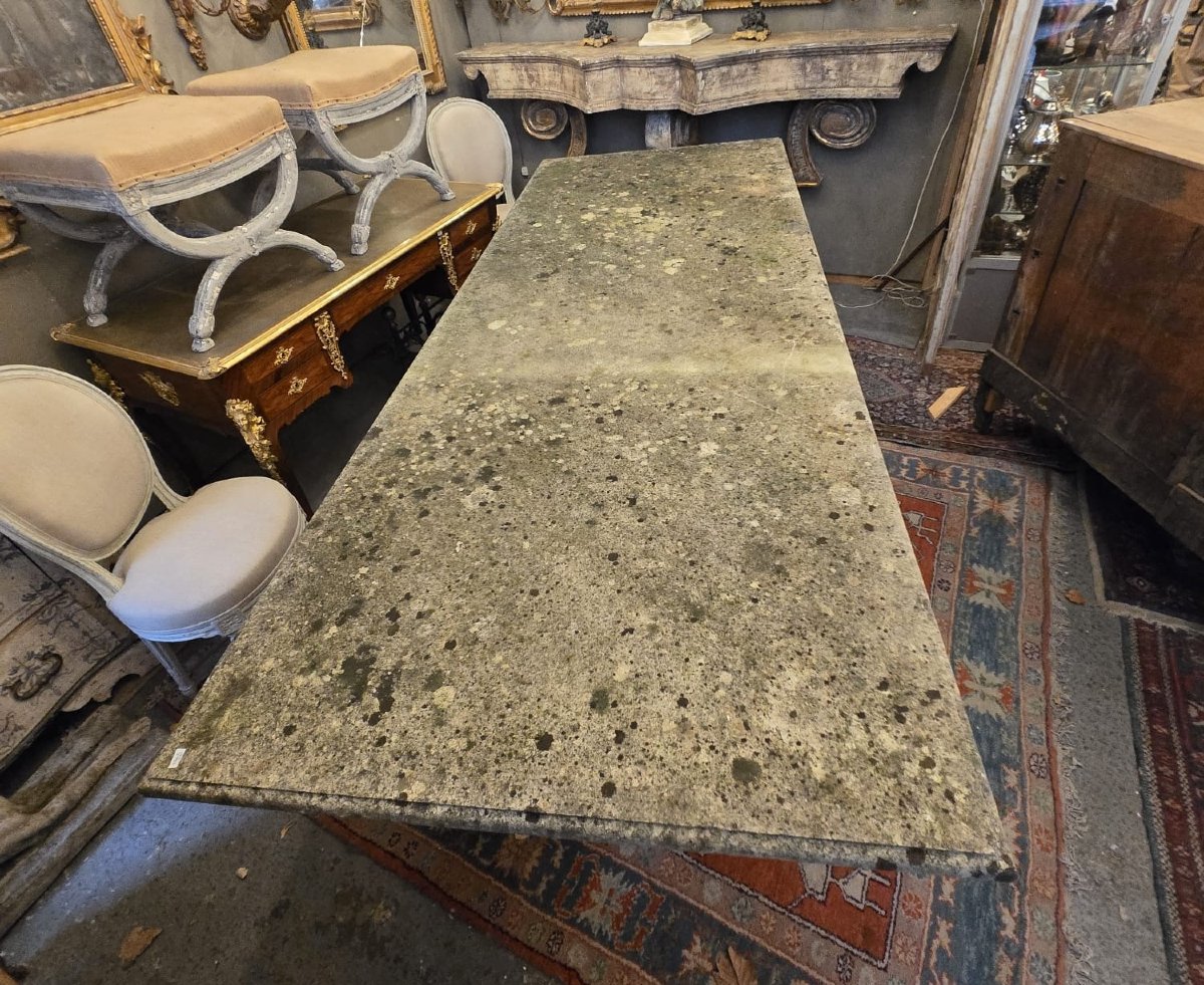 Grande table d'extérieur, piètement en fer forgé-photo-5