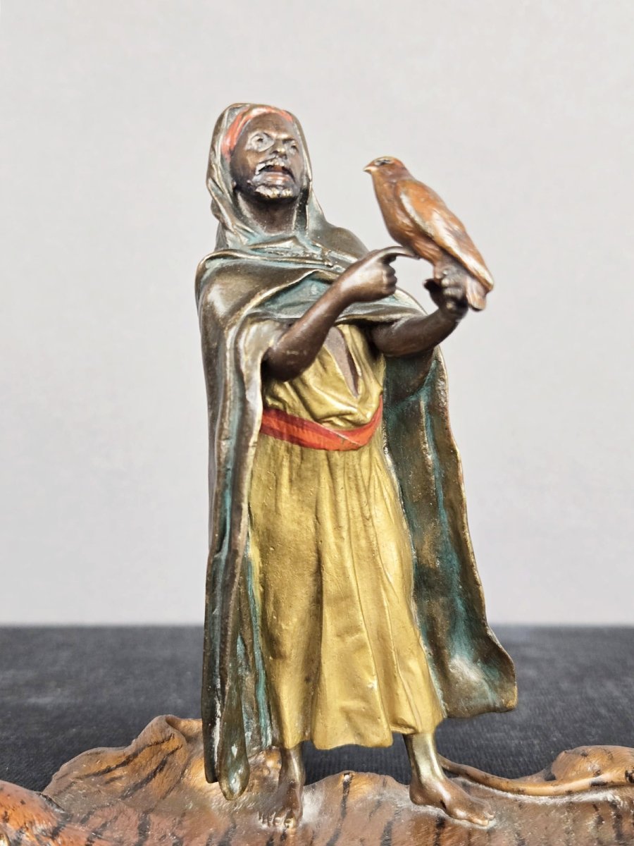 Vienna Bronze, Oriental Figure Resting On A Tiger Skin, Franz Bergman-photo-2