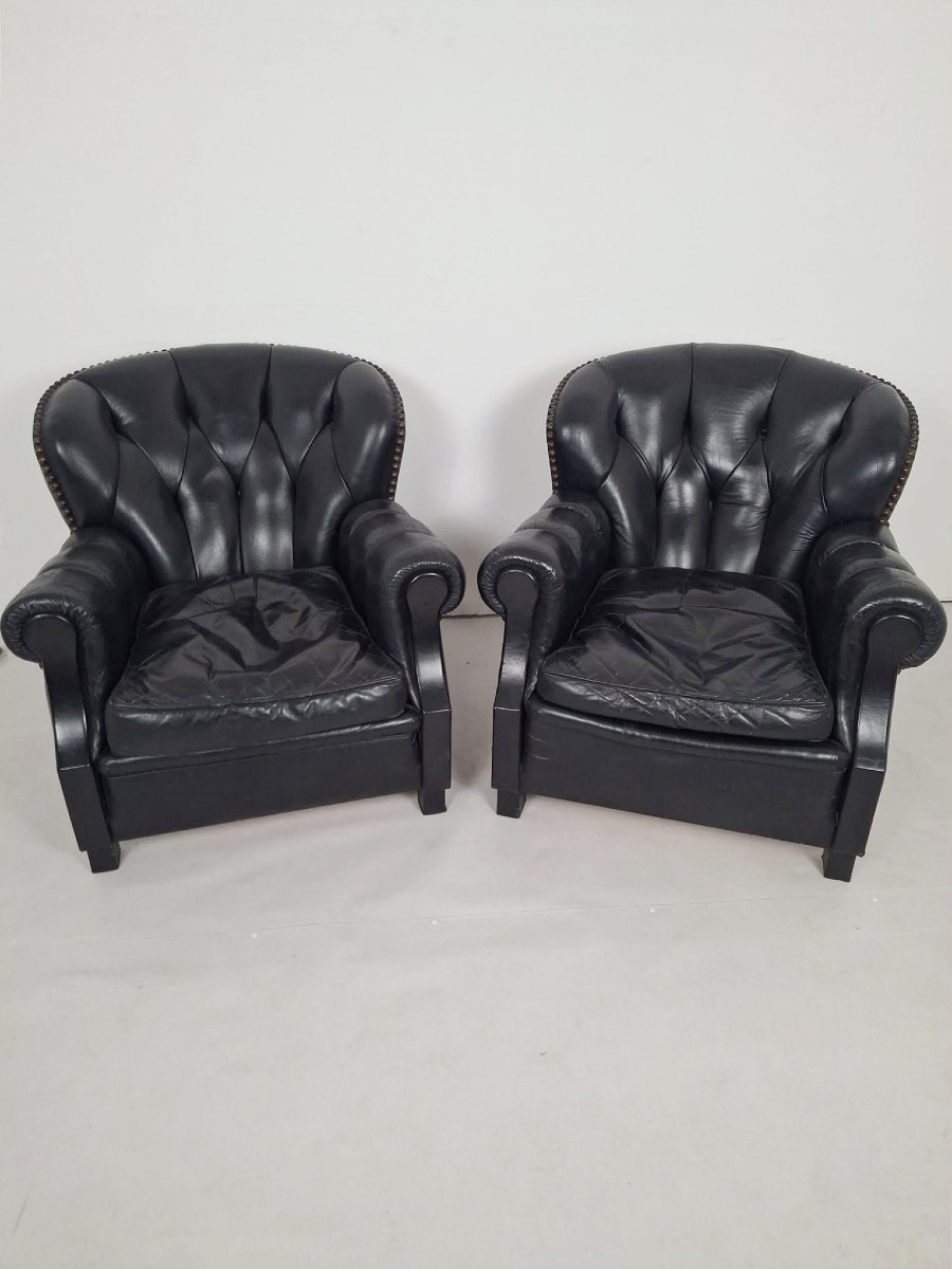 Paire de clubs en cuir