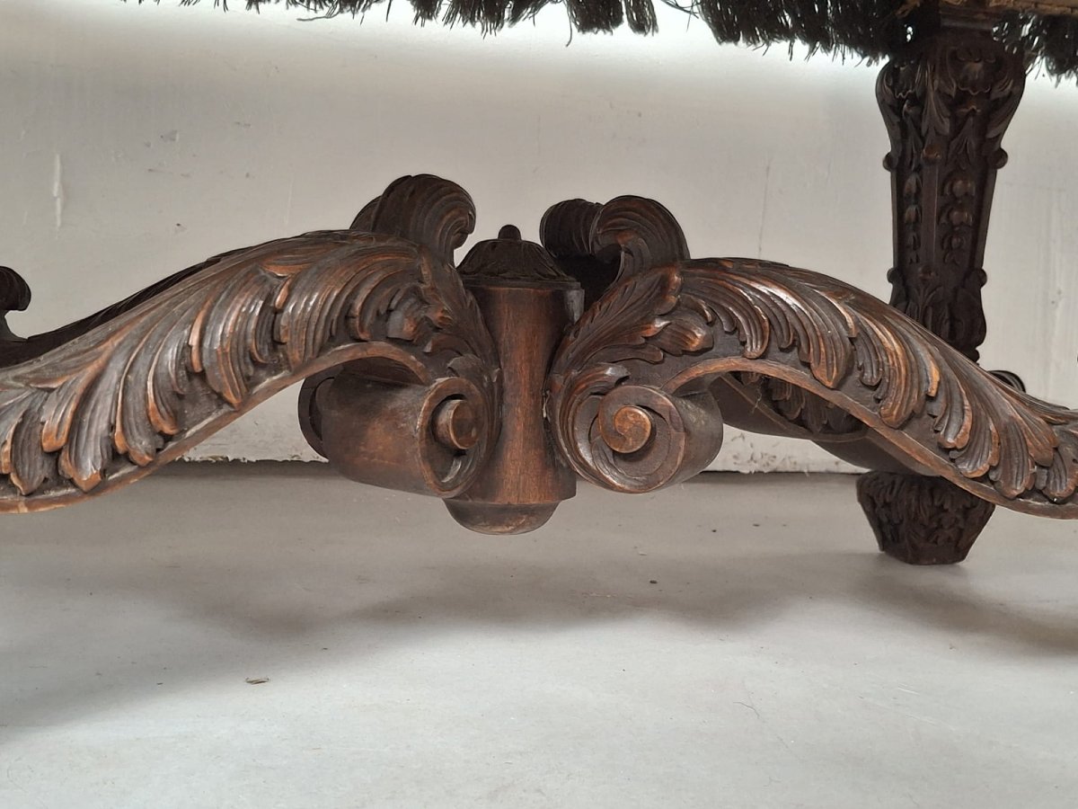 Canapé de style Renaissance garnis d'une tapisserie, 19th-photo-2