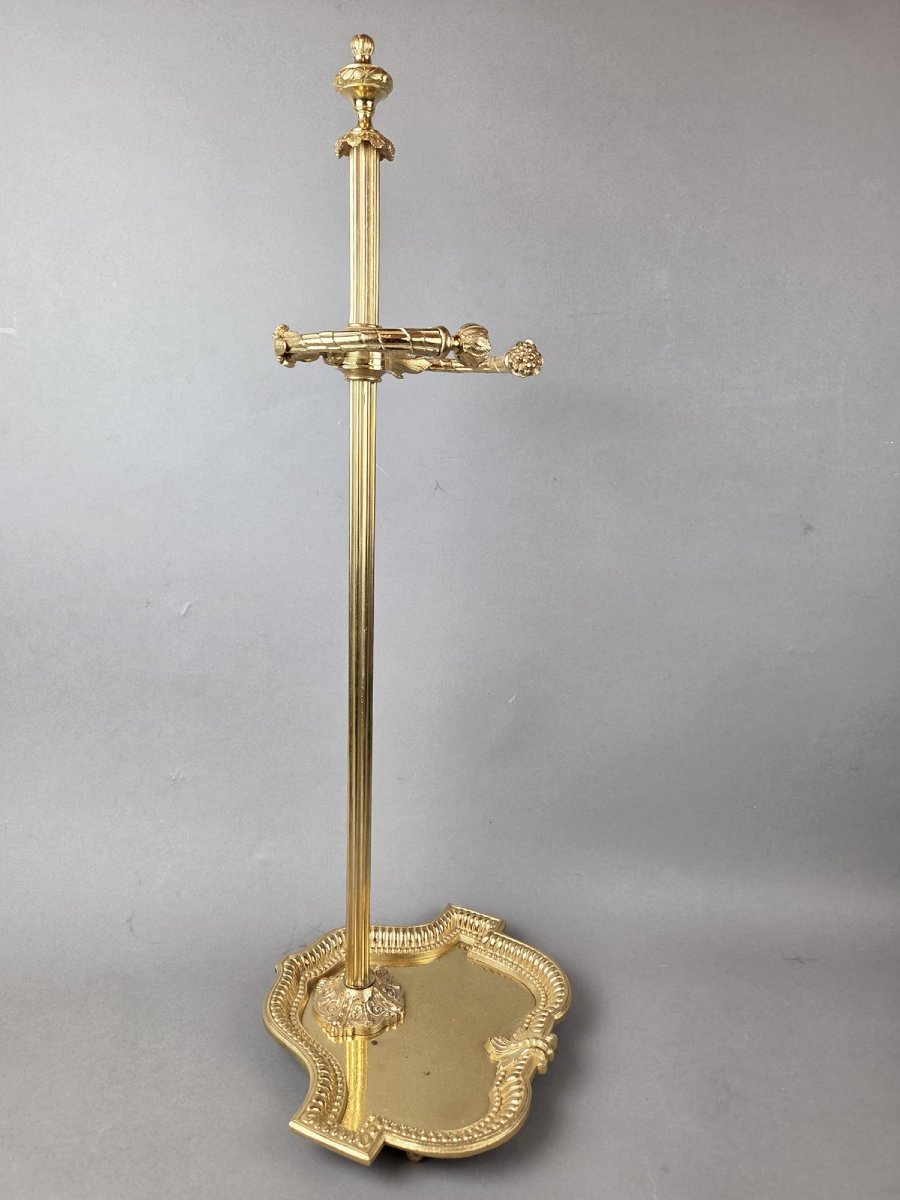 Nécessaire de cheminée en fer forgé et bronze doré, 19th-photo-4