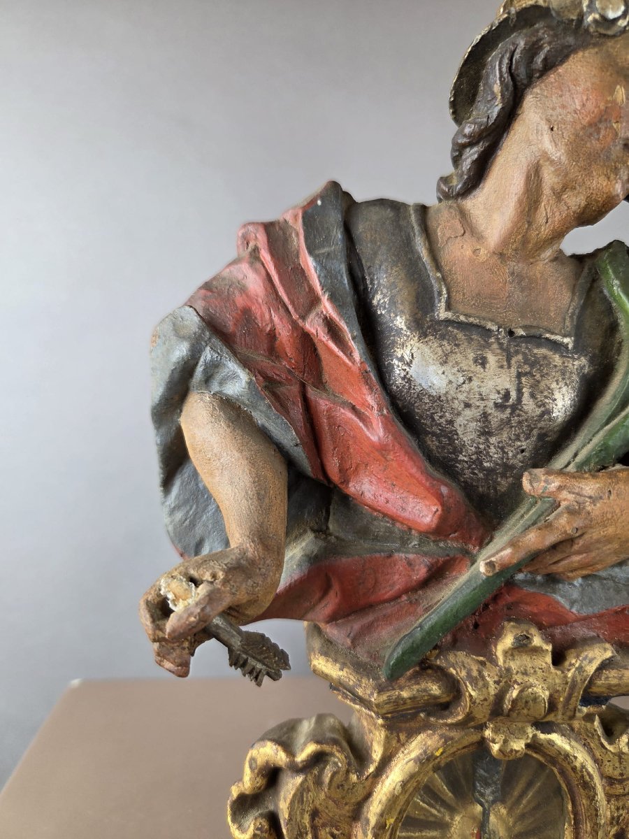 Two Finely Carved Polychrome Wooden Reliquaries, 18th Century-photo-2