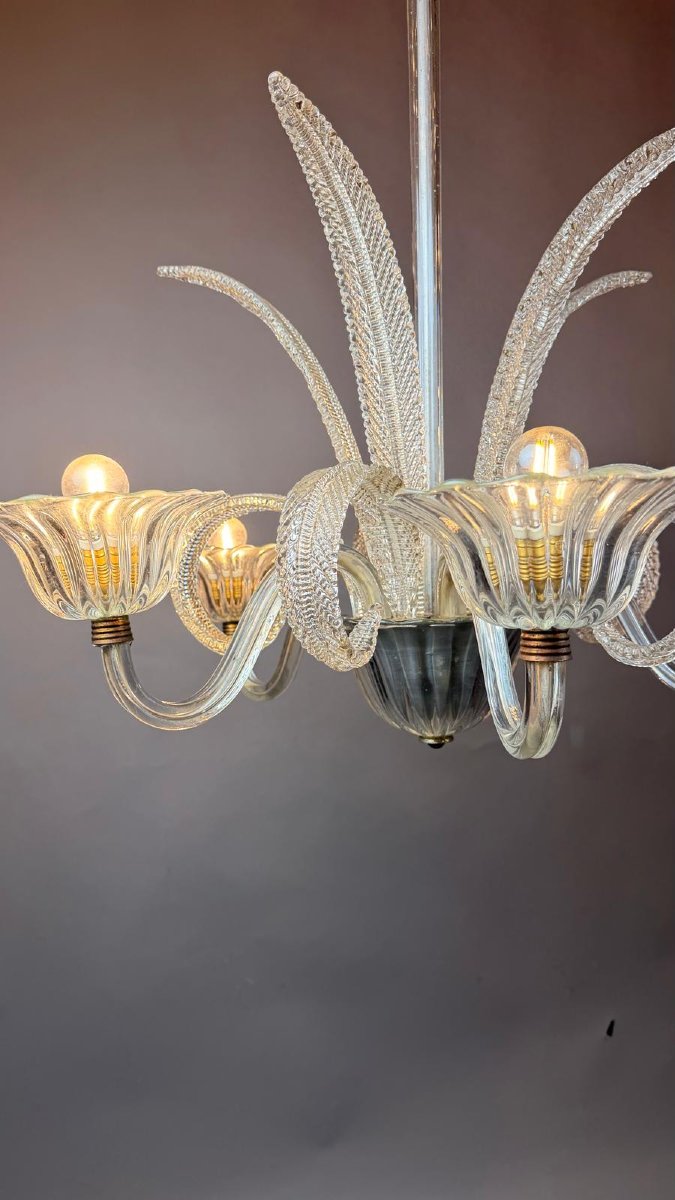 Lustre Murano en verre blanc à 5 lumières-photo-4