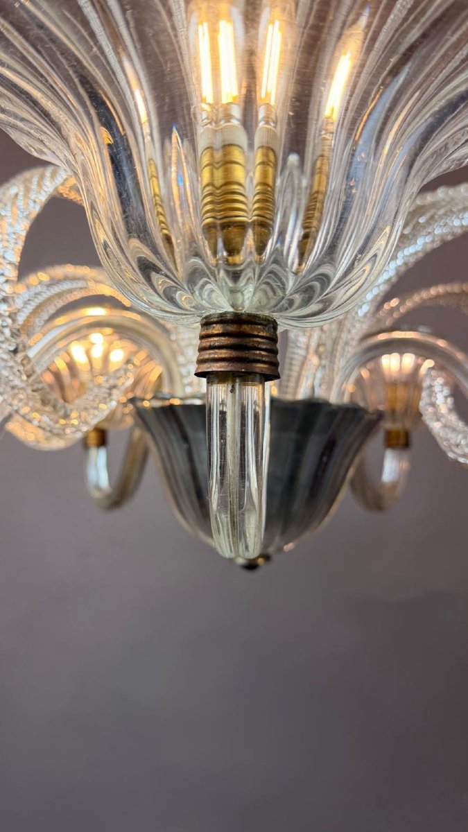Lustre Murano en verre blanc à 5 lumières-photo-1