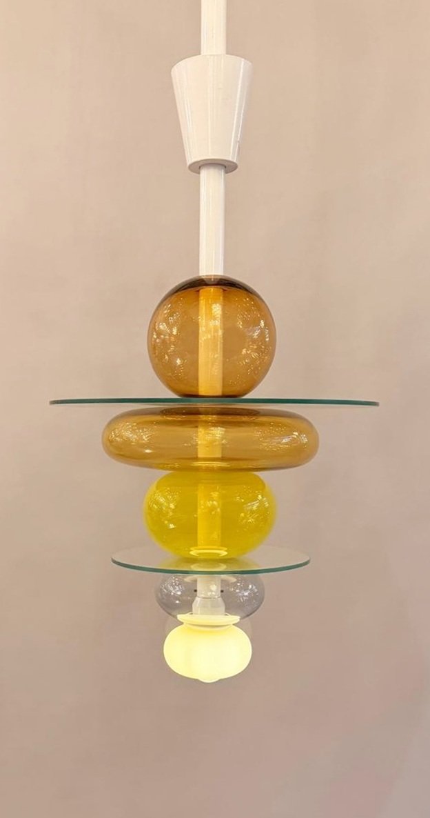 Lustre italien en verre jaune Firenze, Ettore Sottsass pour Venini, 1990-photo-2