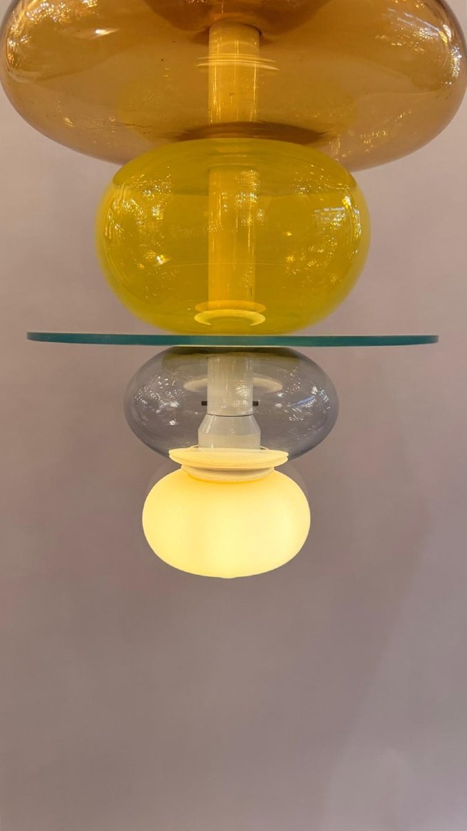 Lustre italien en verre jaune Firenze, Ettore Sottsass pour Venini, 1990-photo-3
