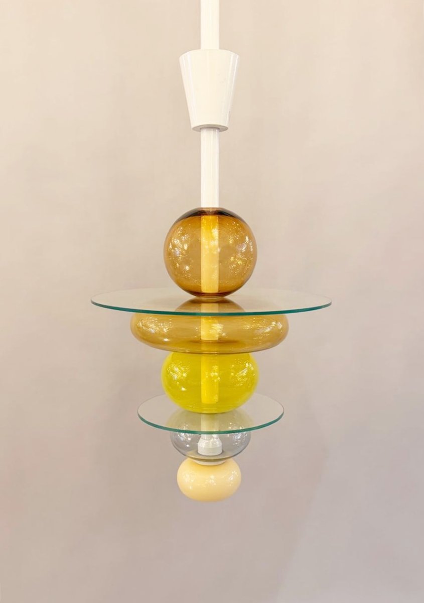 Lustre italien en verre jaune Firenze, Ettore Sottsass pour Venini, 1990-photo-5