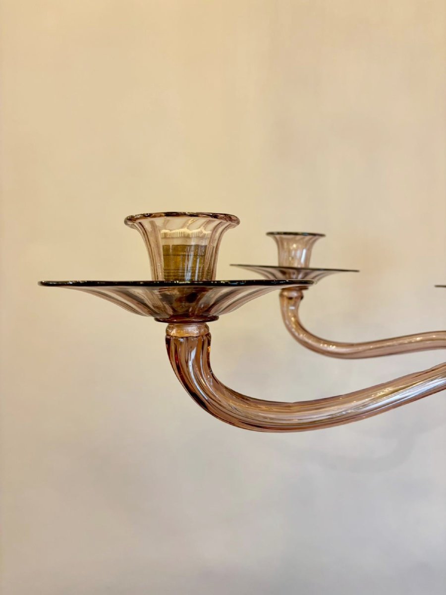 Ettore Sottsass, Murano Chandelier With 6 Arms Of Lights, Circa 1980-photo-2