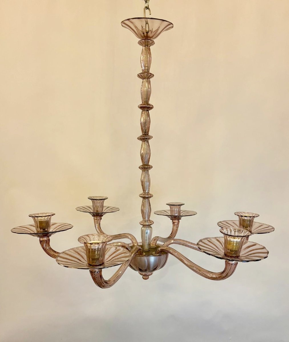 Ettore Sottsass, Murano Chandelier With 6 Arms Of Lights, Circa 1980-photo-1