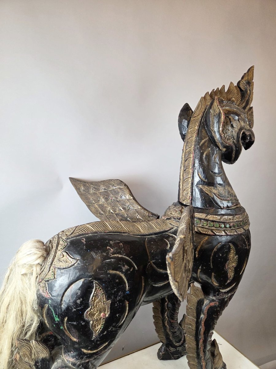 Grand chien de Fô en bois sculpté, Thaïlande-photo-1