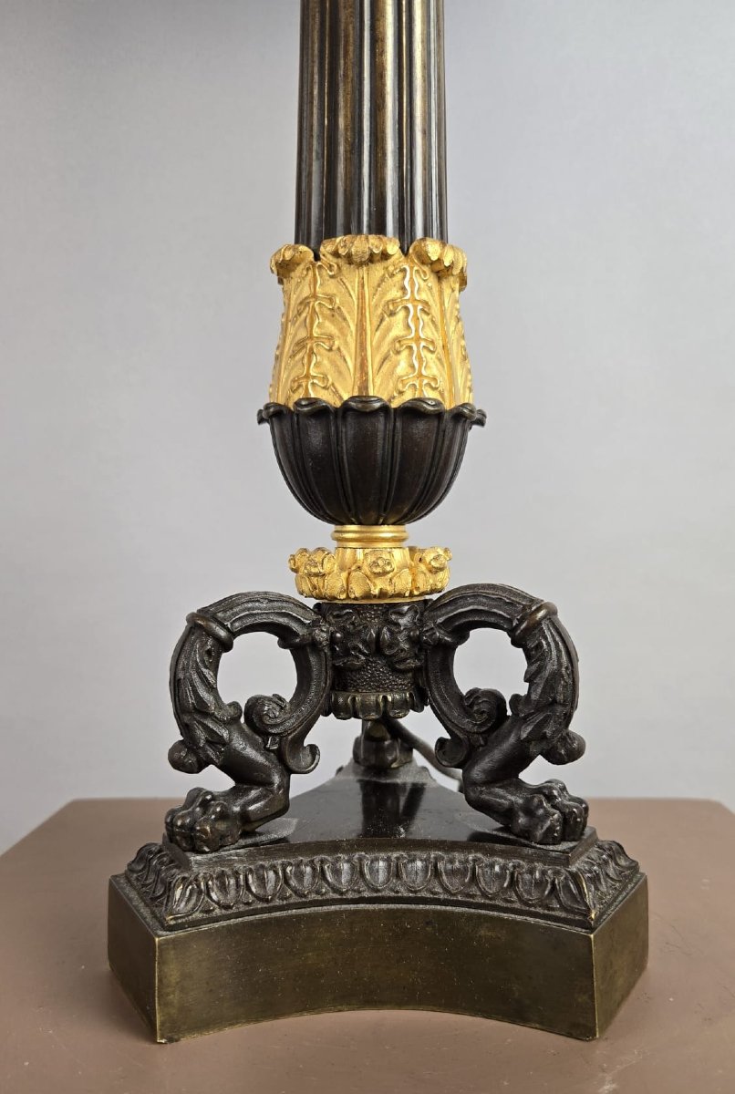 Restoration Period Bronze Lamp Base-photo-1