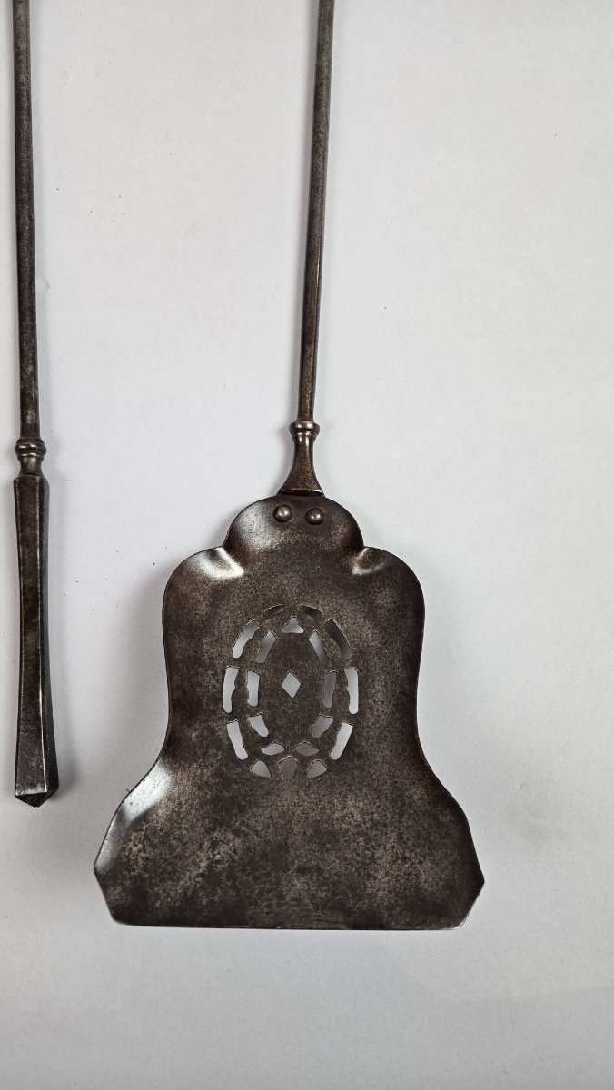 Iron And Gilt Bronze Fireplace Set, 19th Century-photo-2