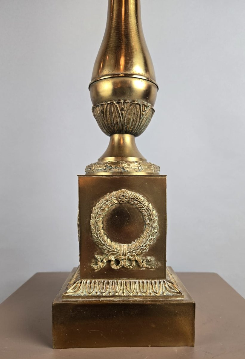 Empire Style Lamp Base In Bronze And Brass, Late 19th Century-photo-4