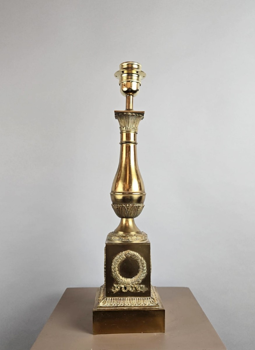 Empire Style Lamp Base In Bronze And Brass, Late 19th Century