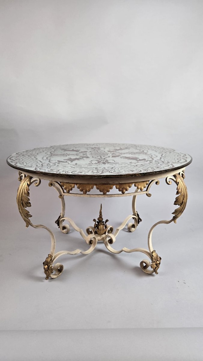 Wrought Iron Coffee Table, Circa 1950-photo-2