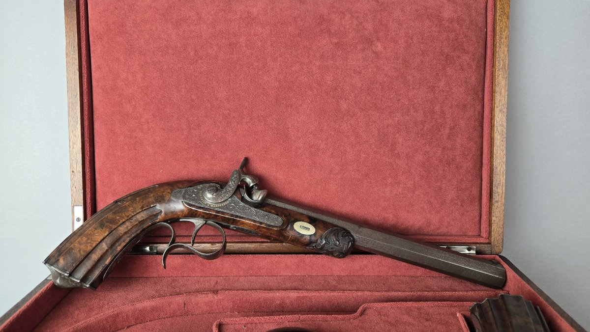 Pair Of Dueling Pistols, France Circa 1850-photo-2