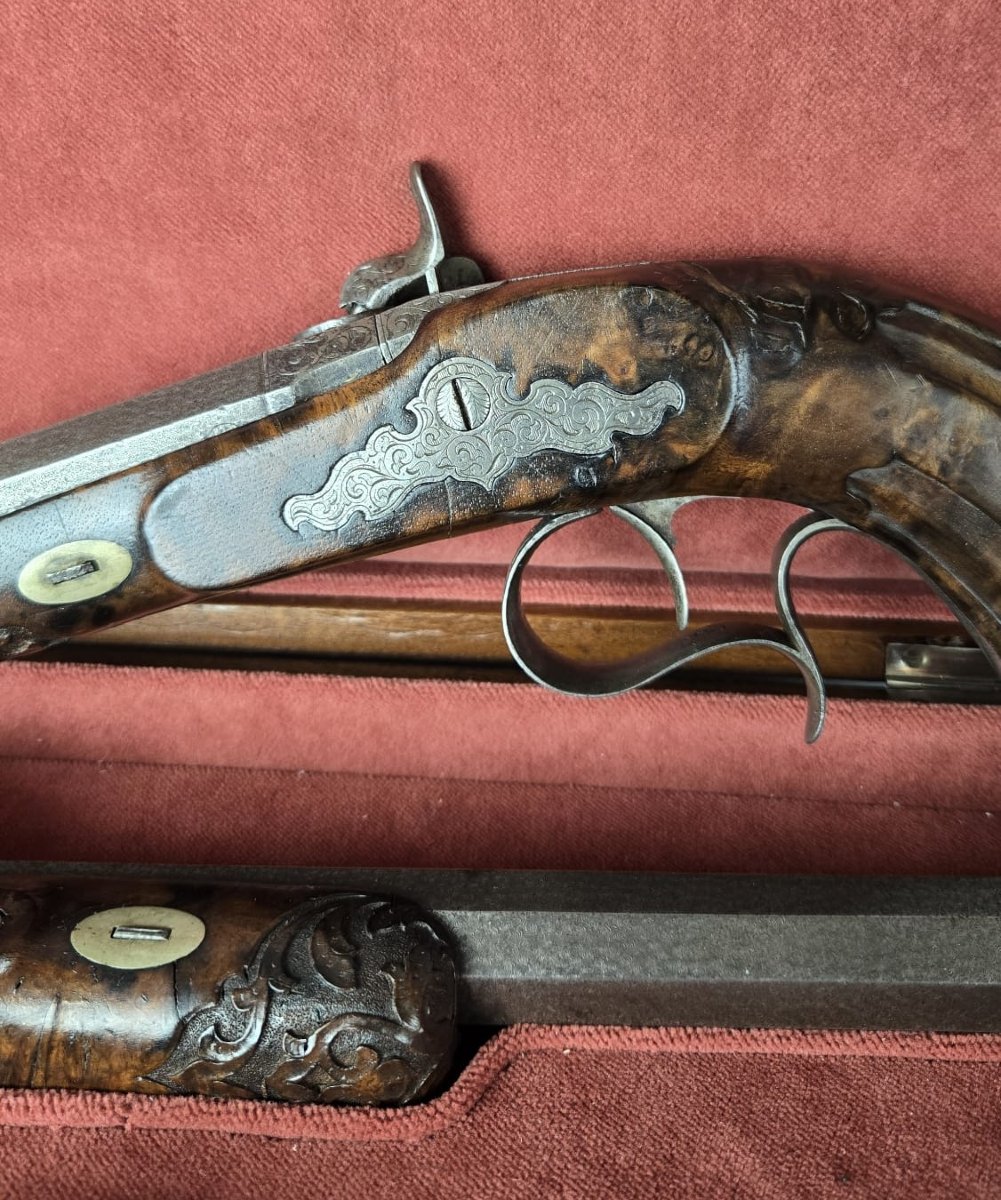Pair Of Dueling Pistols, France Circa 1850-photo-5