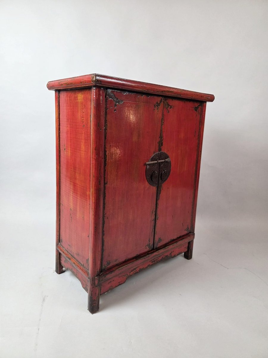 Petite armoire Chinoise en bois laqué rouge, 20th-photo-3