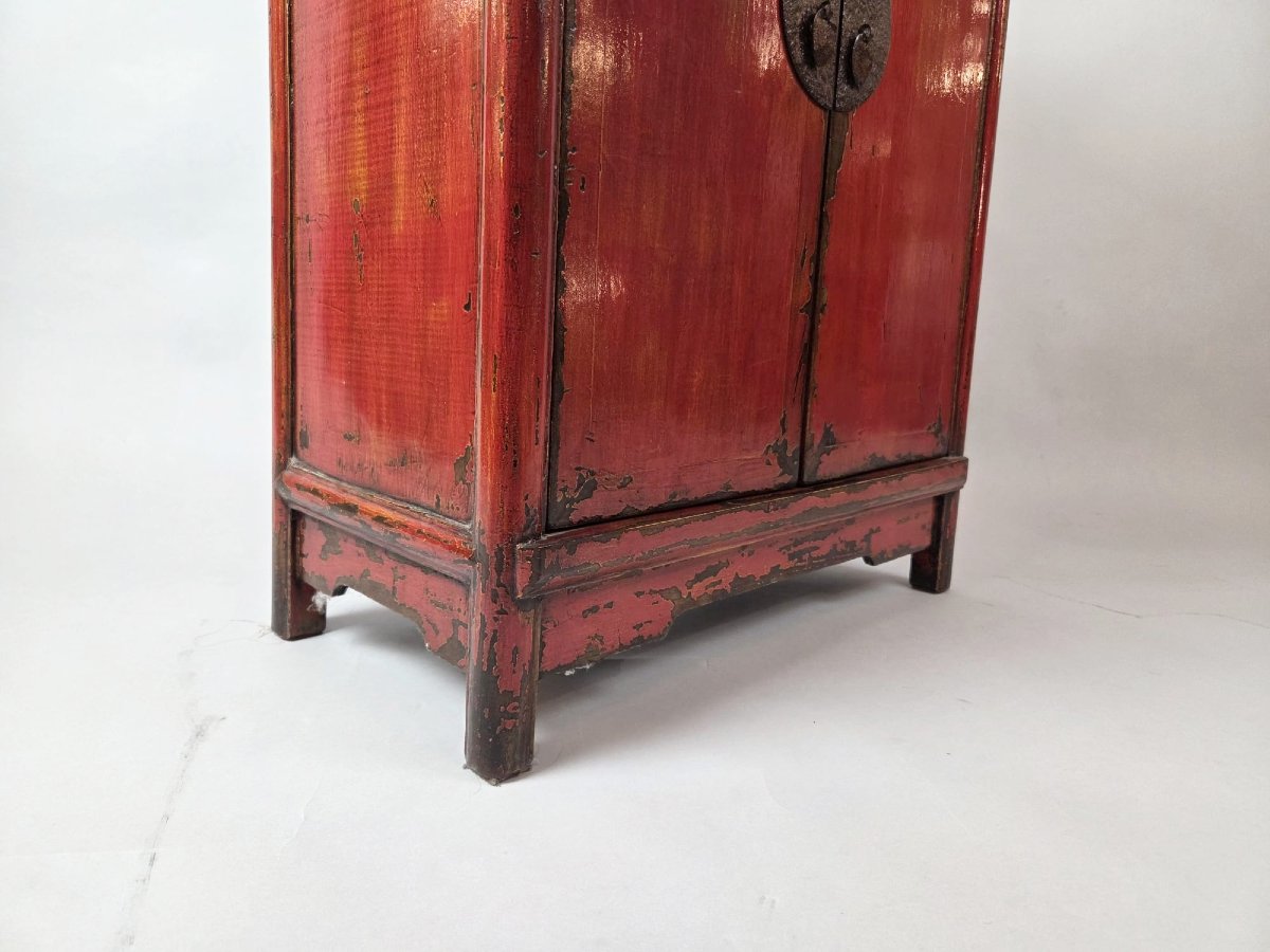 Petite armoire Chinoise en bois laqué rouge, 20th-photo-4