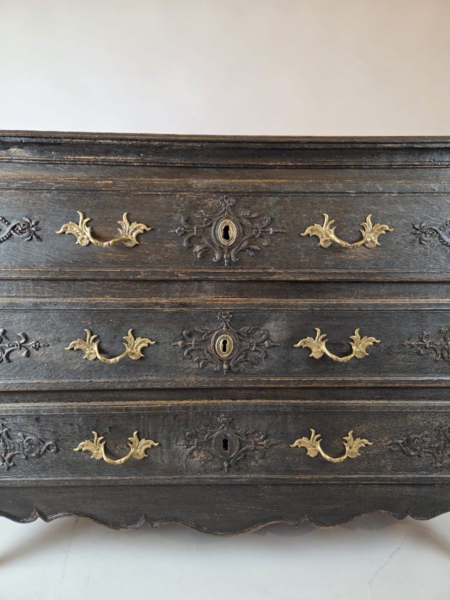 Louis XV Style Chest Of Drawers In Patinated Wood-photo-3